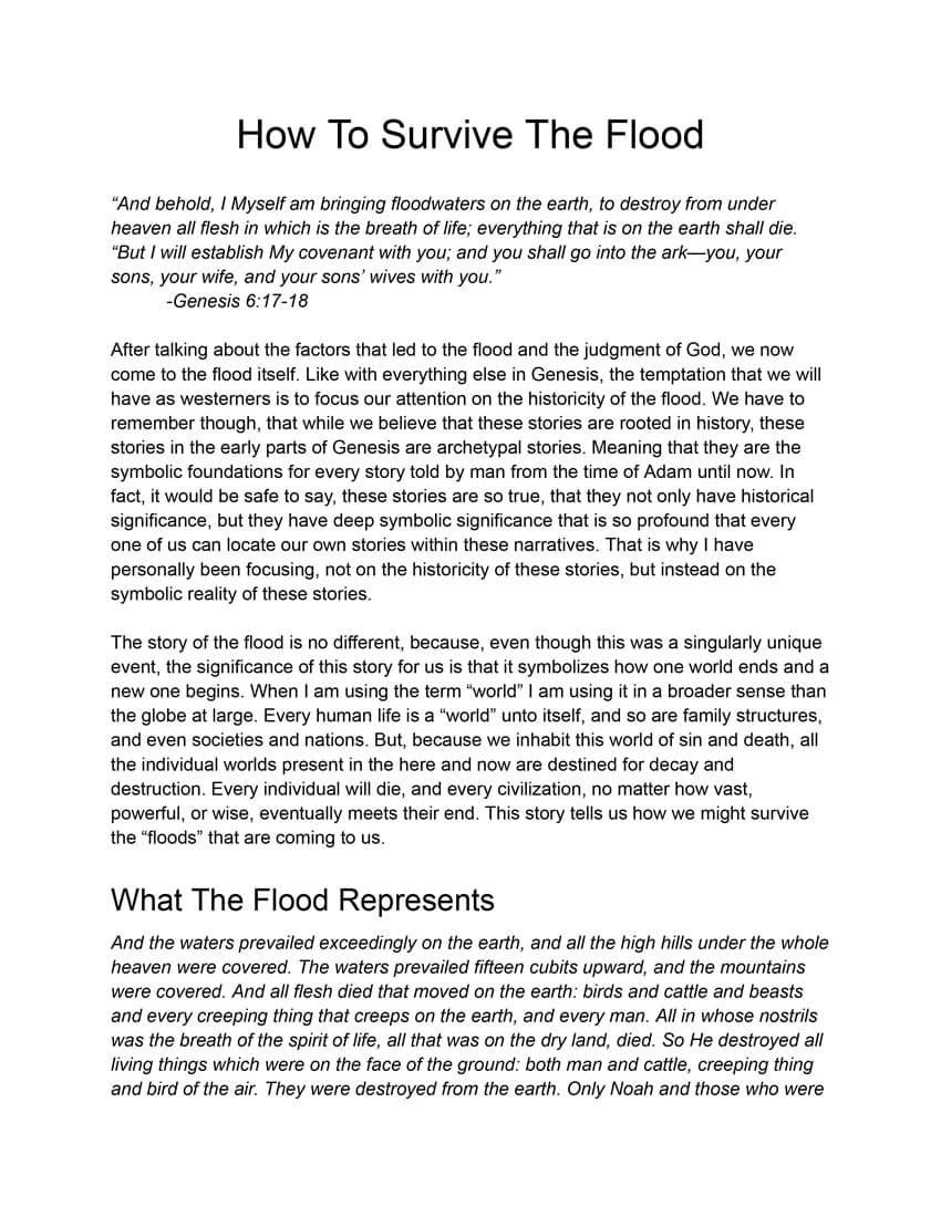 How To Survive The Flood